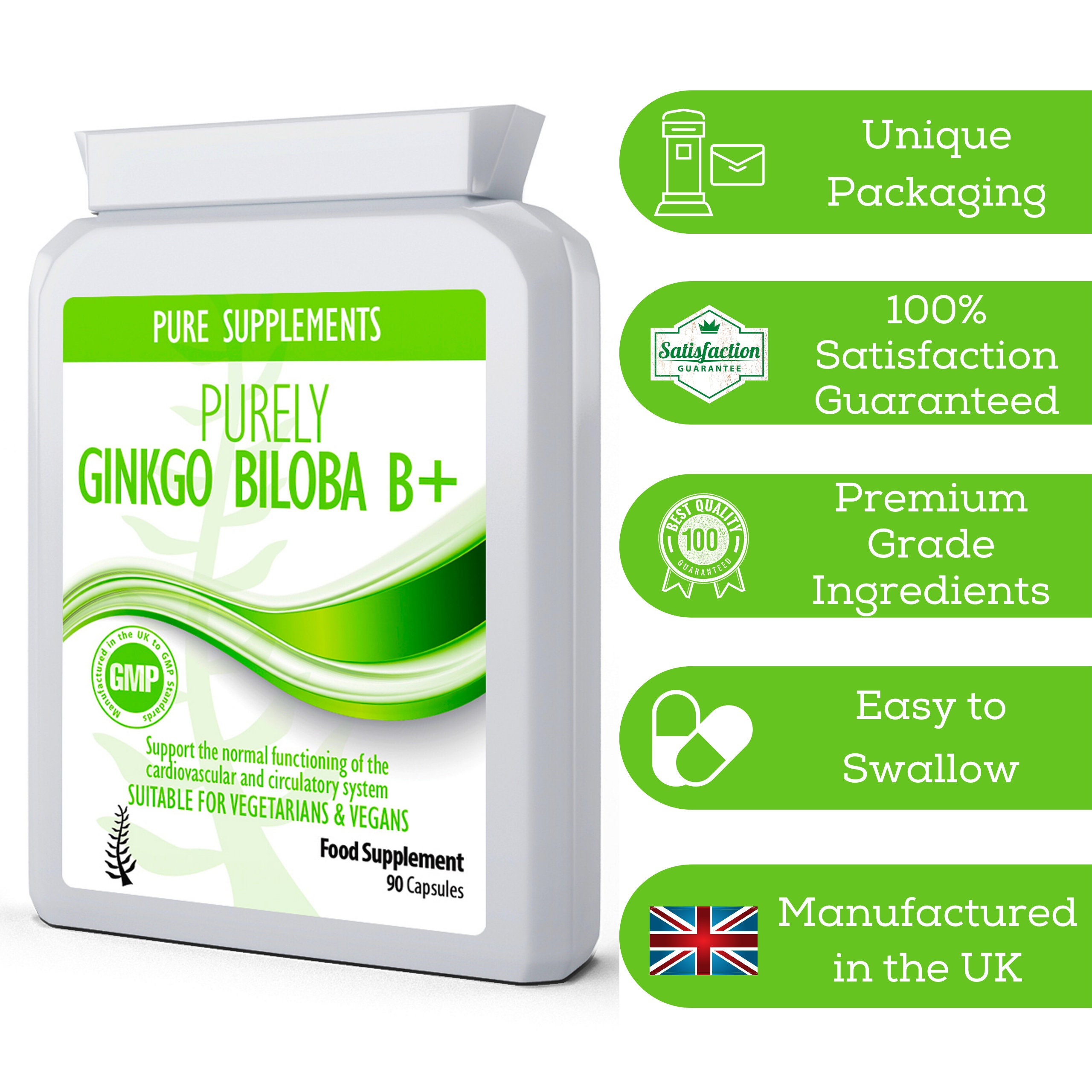Ginkgo Biloba with Vitamin B Complex 2000mg 90 Capsules UK Etsy Polska
