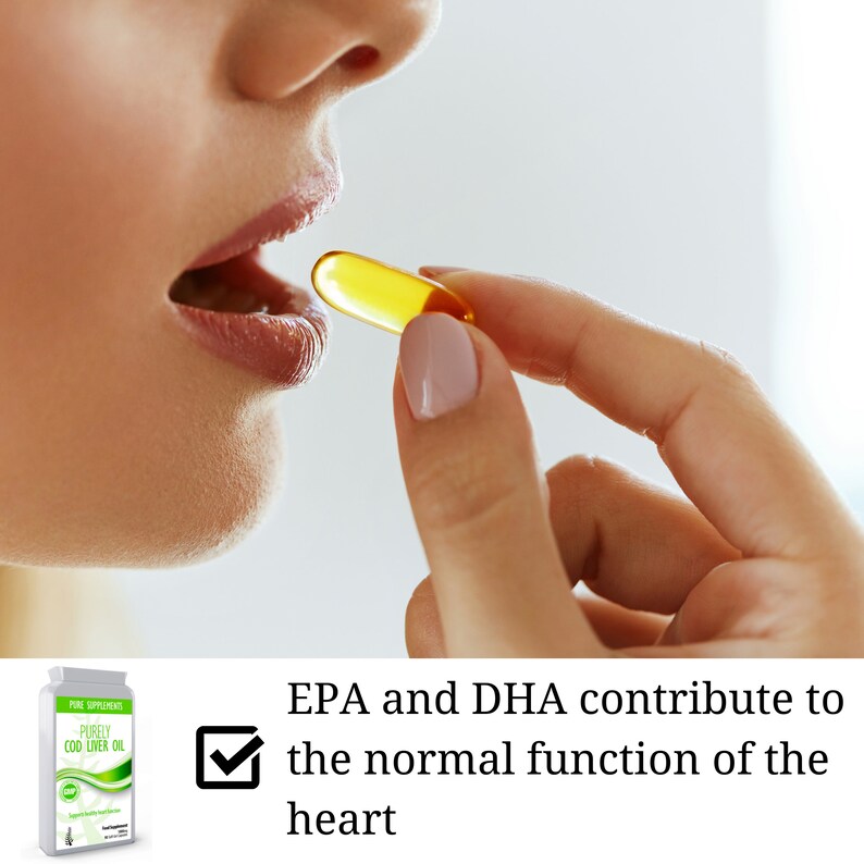 Cod Liver Oil Capsules Fish Oil, Rich in Omega 3. Supports Heart Health