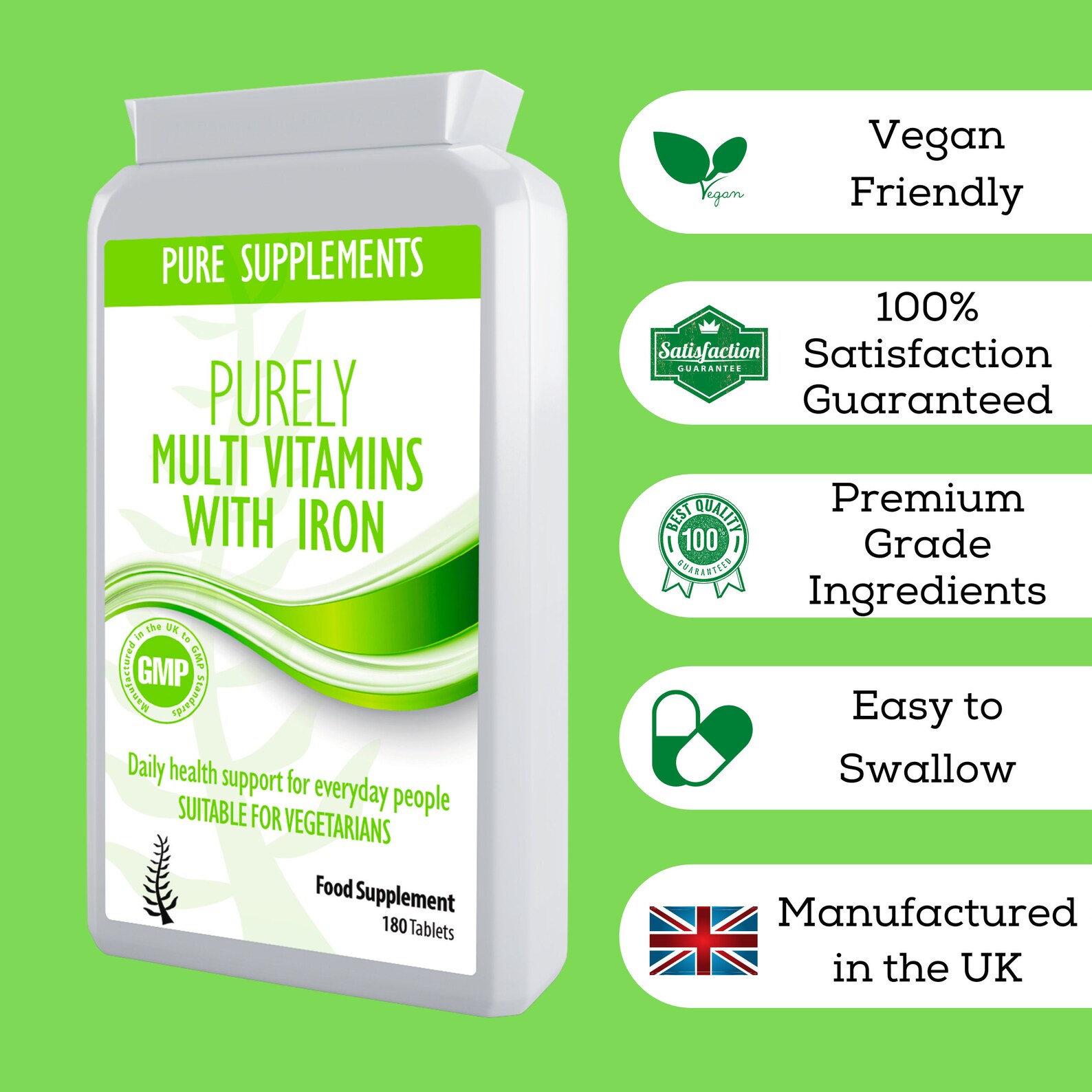 High Strength Multivitamins with Iron 180 Tablets Daily Etsy