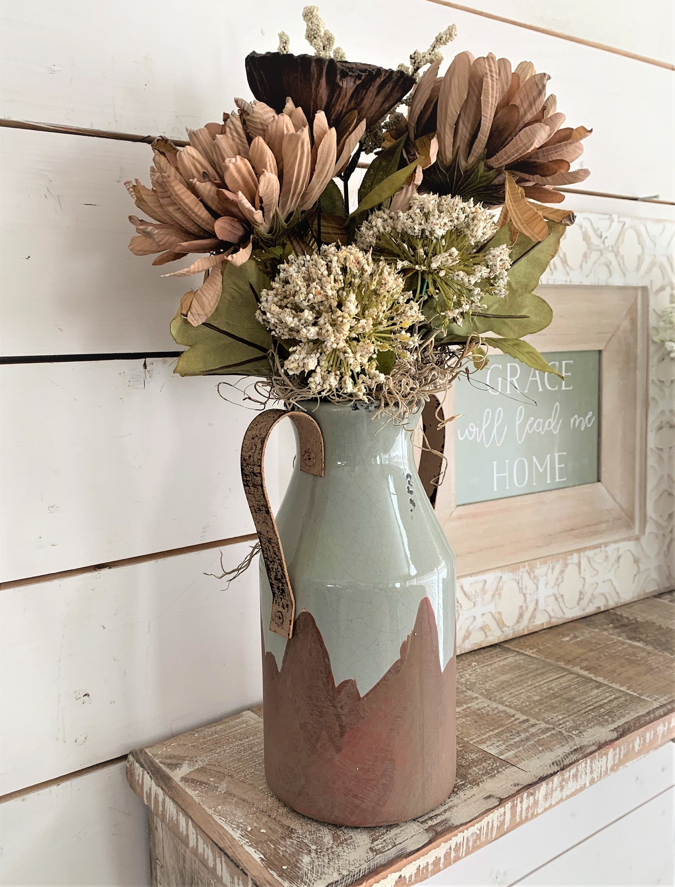 Rustic stoneware Rustic floral décor Country jar with Etsy