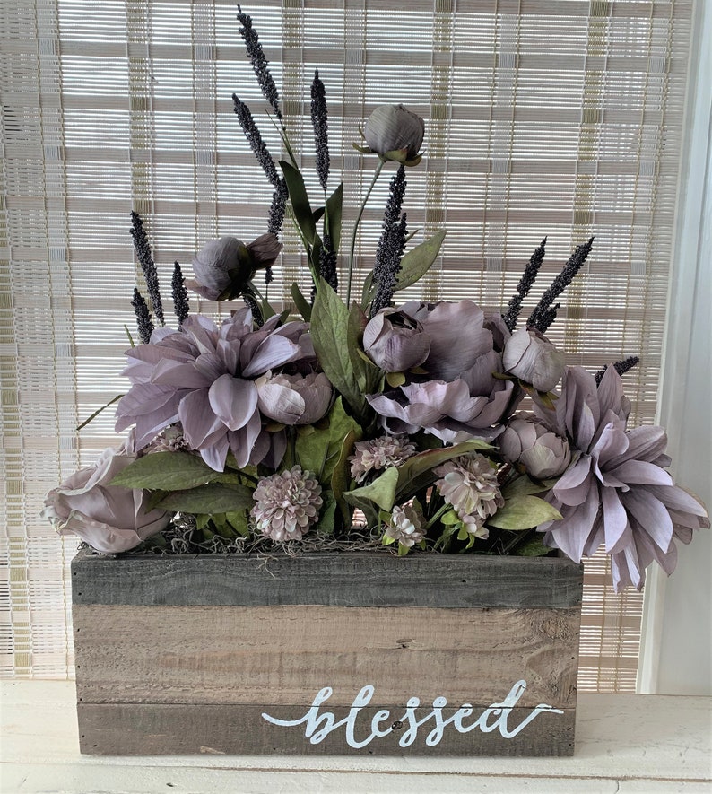 Wooden Flower Box Rustic Flower Box Farmhouse Wooden Box Blessed Wood Box