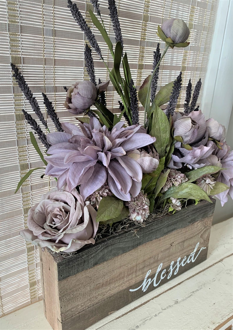Wooden Flower Box Rustic Flower Box Farmhouse Wooden Box Blessed Wood Box