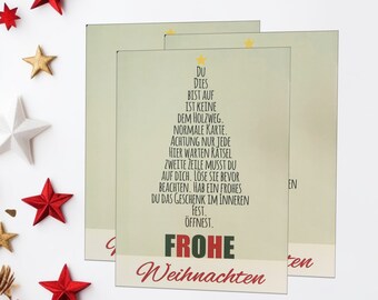 Set of 3 Christmas puzzle cards - creative gift, greeting card, cash gift, Christmas card, voucher card, escape room fans