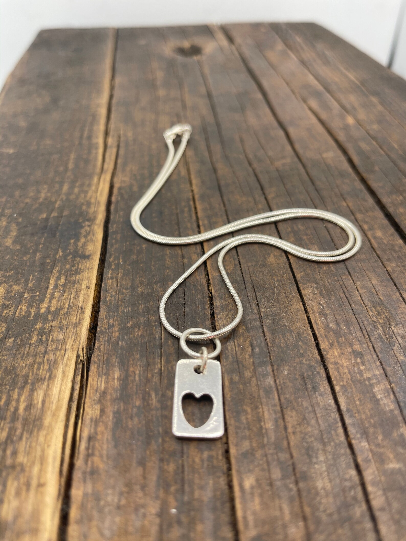 Heart Tag Sterling Silver Necklace Etsy
