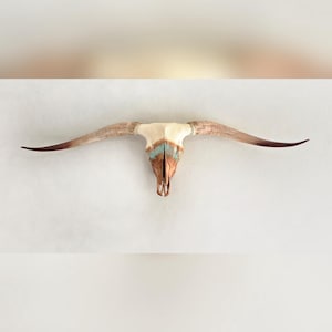 Longhorn Skull Wall Decor,  Painted Cow Skull, Bohemian Style,  Decorated Skull,  Western Decor,  Real Cow Skull,  Skull Art,