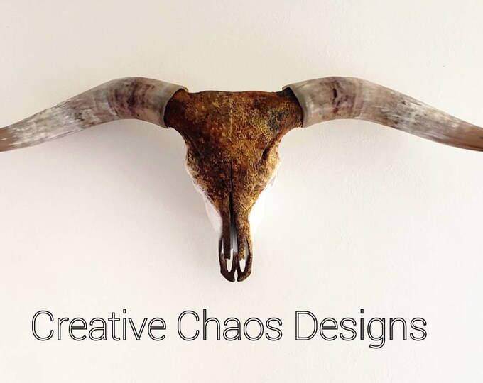 Authentic Longhorn Skull, Painted, Rustic Wall Art, Western Decor, Boho ...