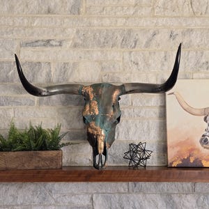 Longhorn Skull Wall Decor,  Painted Cow Skull, Bohemian Style,  Decorated Skull,  Western Decor,  Real Cow Skull,  Skull Art,
