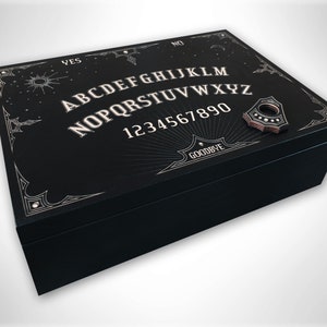 Ouija Board Box 22 x 16cm | Black, engraved | Goth | Gothic | Skull | Vintage | Keepsake | Jewelry / Jewellery box with indicator