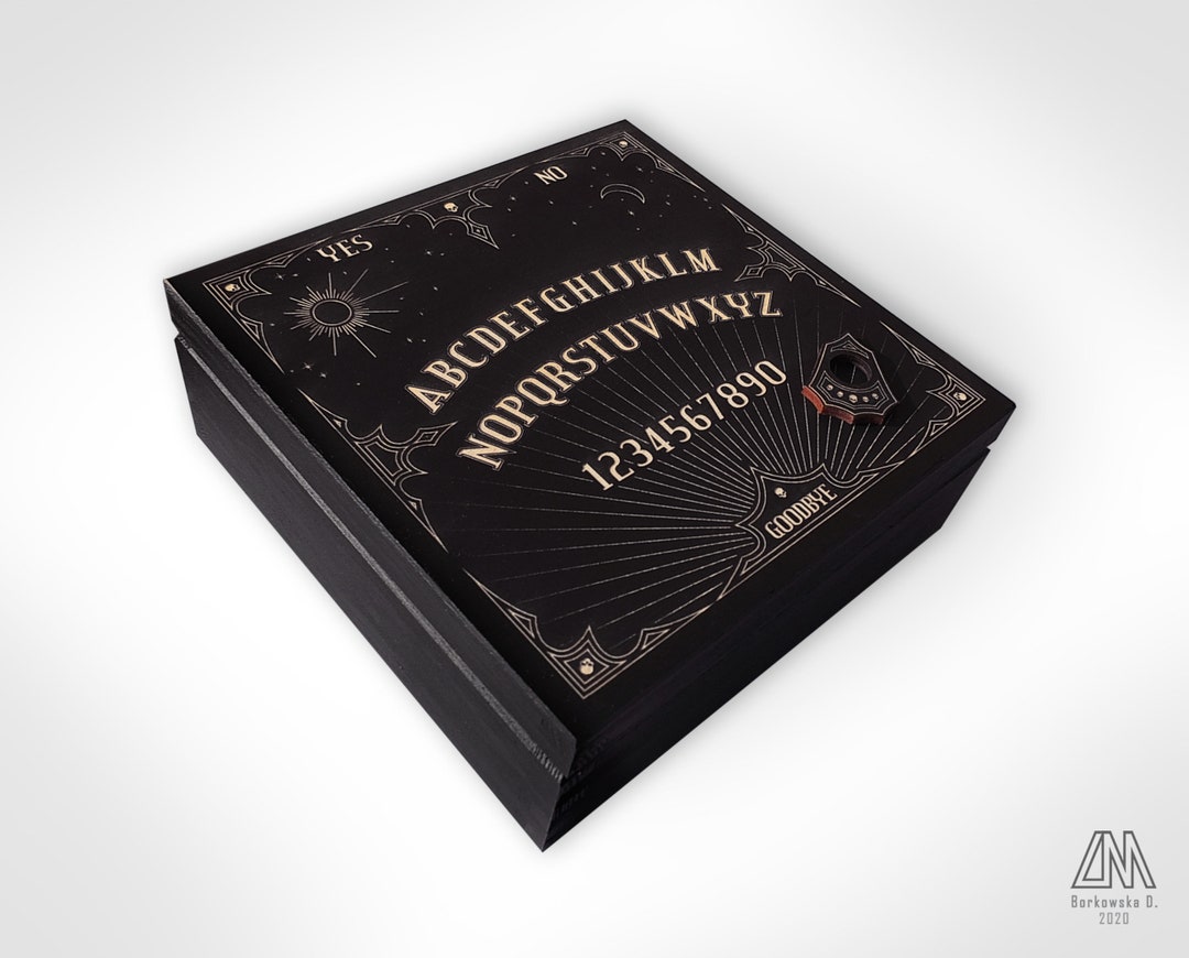 Ouija Board Box | Black, engraved | Goth | Gothic | Skull | Vintage | Keepsake | Jewelry / Jewellery box  with indicator
