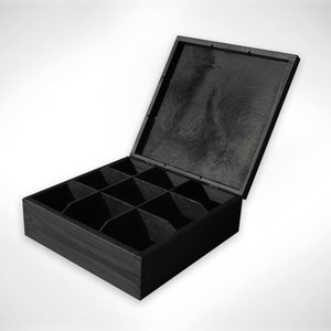 Black, engraved box 23 x 23cm with 9 compartments Goth Gothic Skull Roses Dark Jewelry / Jewellery box Keepsake image 6