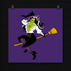 Sexy Male Witch Pinup Print - Spooky Halloween Gift for Villain Fans, Writers, Goths