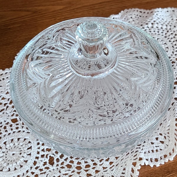 Vintage, Avon Clear Pressed Glass Candy Dish, Nuts, Kitchen, Bathroom, Powder Box, 1980's