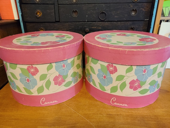 Vintage, Cannon Hat Box, Band Box, Storage Container, Floral