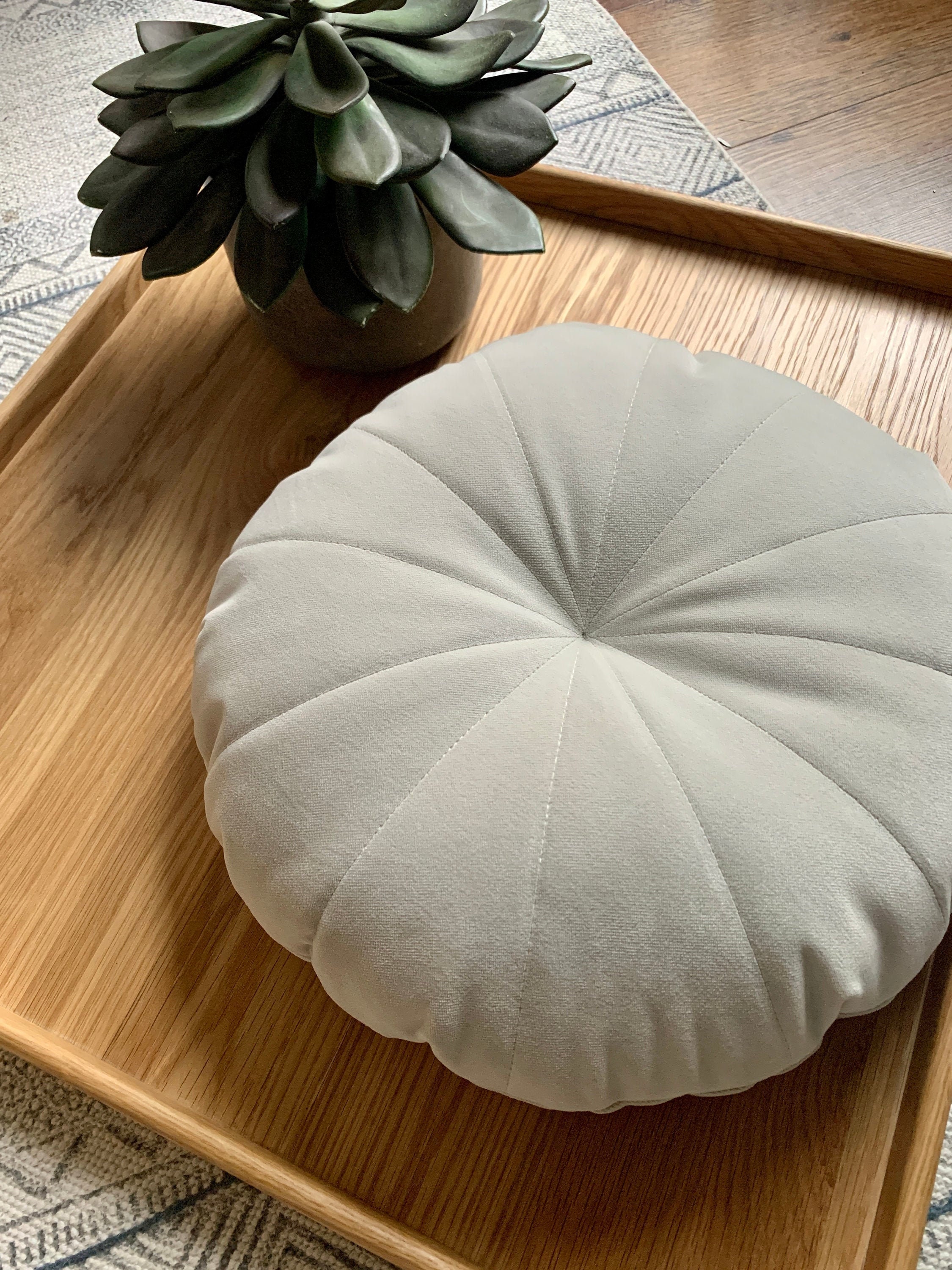 Velvet round cushion Off white Cushion Velvet Home Decor Etsy