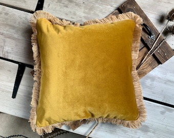 yellow fringe pillow