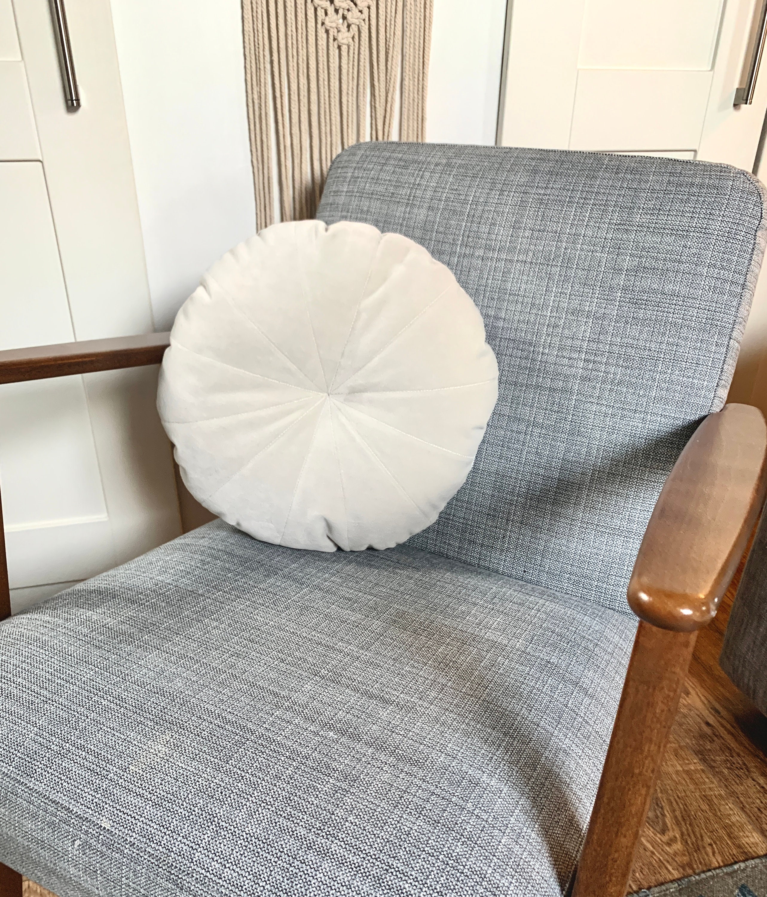 Velvet round cushion Off white Cushion Velvet Home Decor Etsy