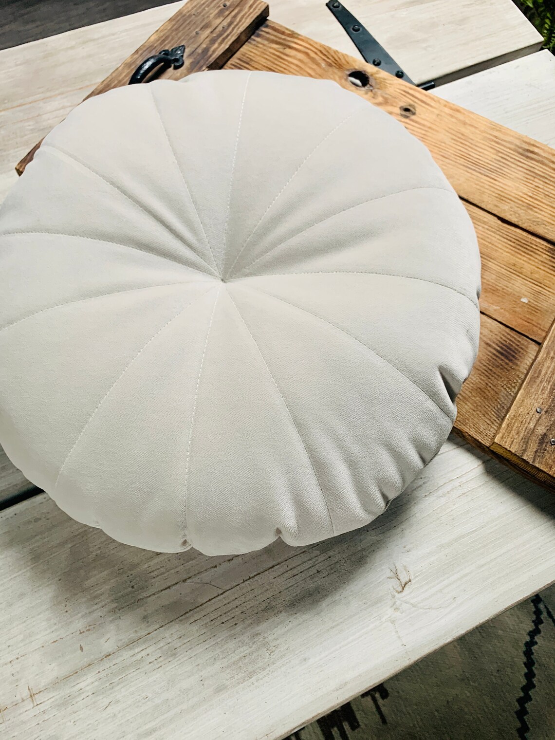 Velvet round cushion Off white Cushion Velvet Home Decor Etsy
