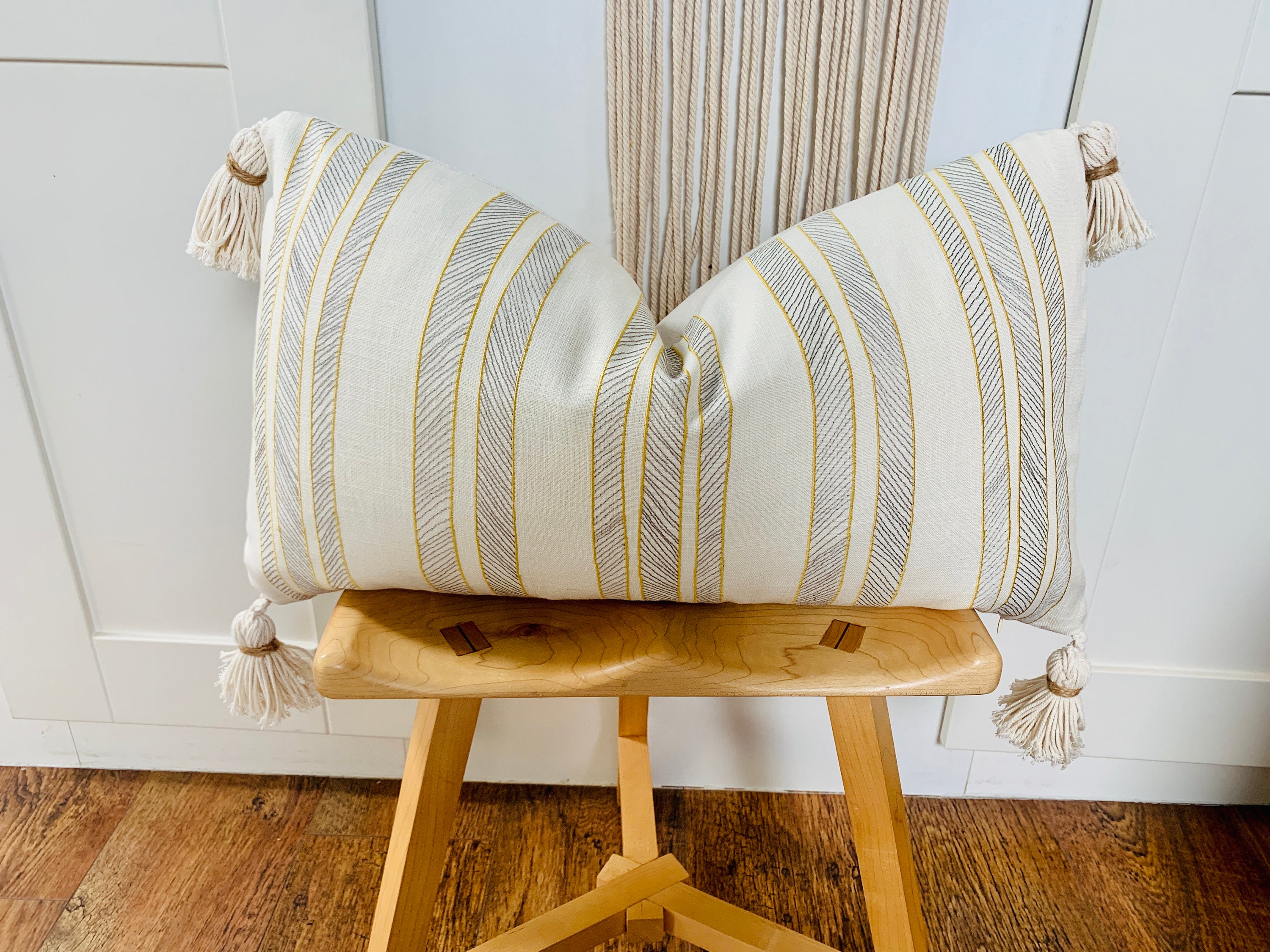 Cream Boho Cushion Throw pillow Cream Yellow Black Etsy