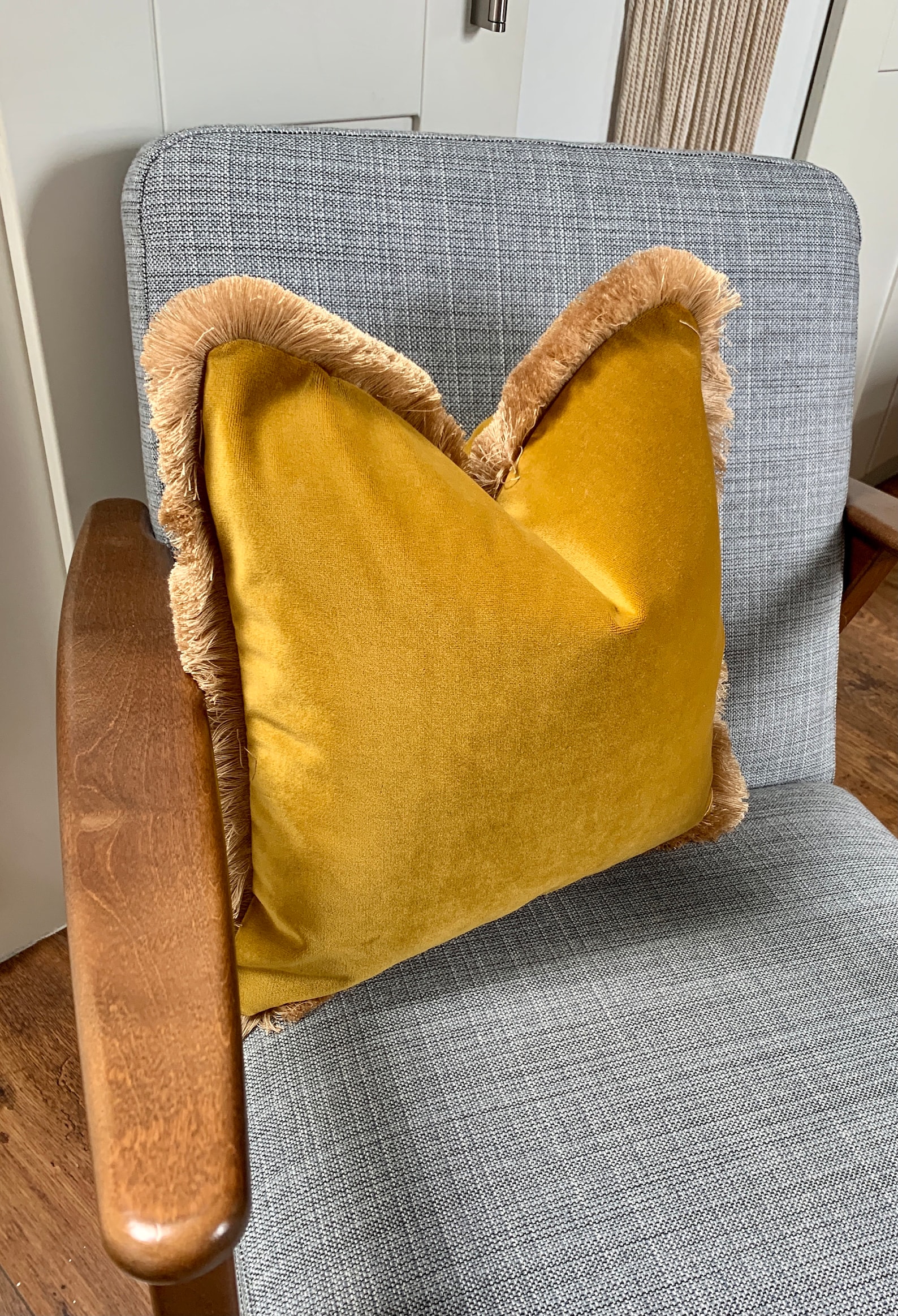 Yellow Velvet Cushion Cover Cushion Cover With Fringe Boho Etsy UK