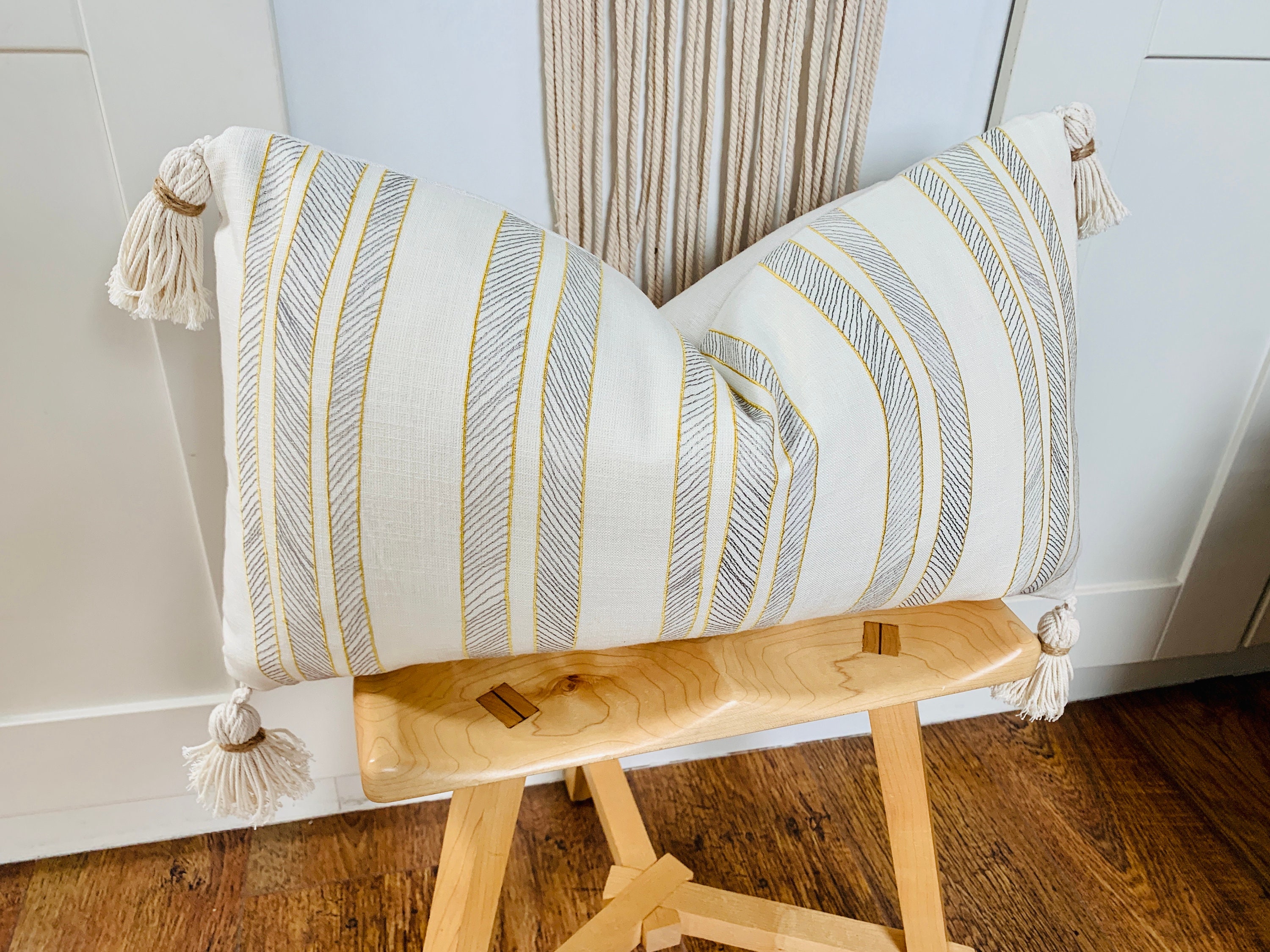 Cream Boho Cushion Throw pillow Cream Yellow Black Etsy