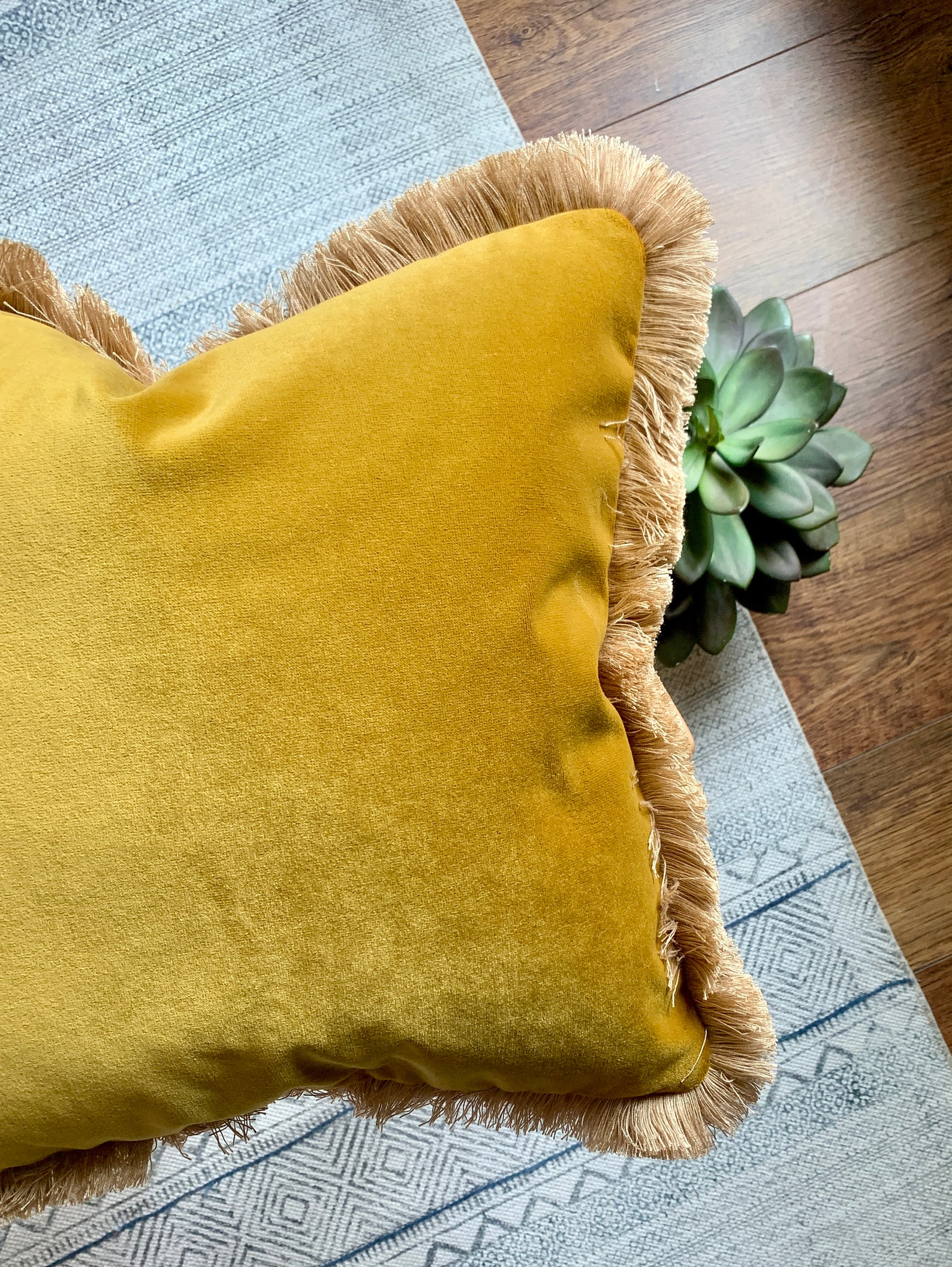 Yellow Velvet Cushion Cover Cushion Cover With Fringe Boho Etsy UK