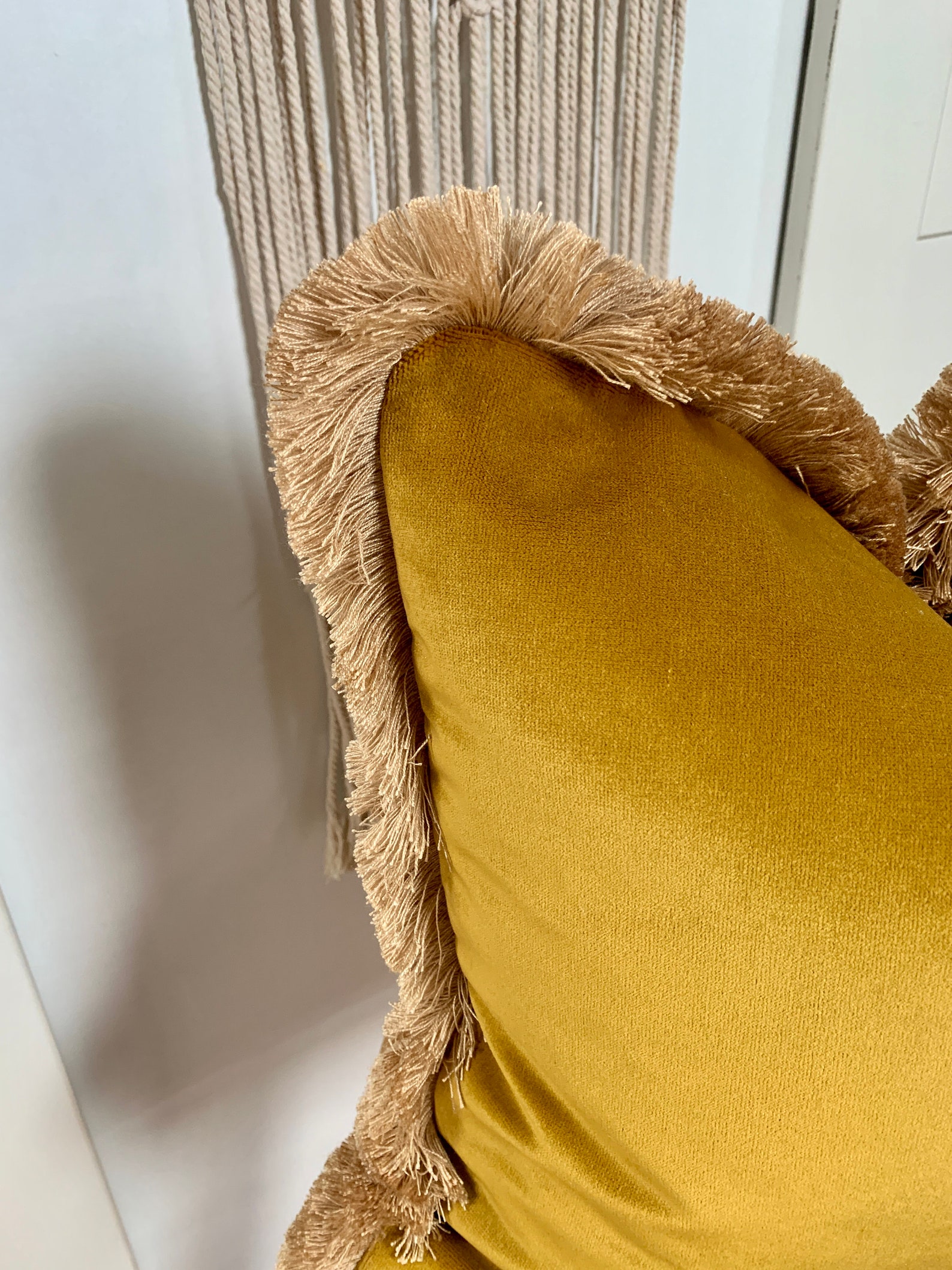 Yellow Velvet Cushion Cover Cushion Cover With Fringe Boho Etsy UK