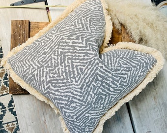 Zebra print linen cushion, cushion cover, fringe trimming, boho home decor, bohemian, throw cushion, cushion, living room, eclectic, linen