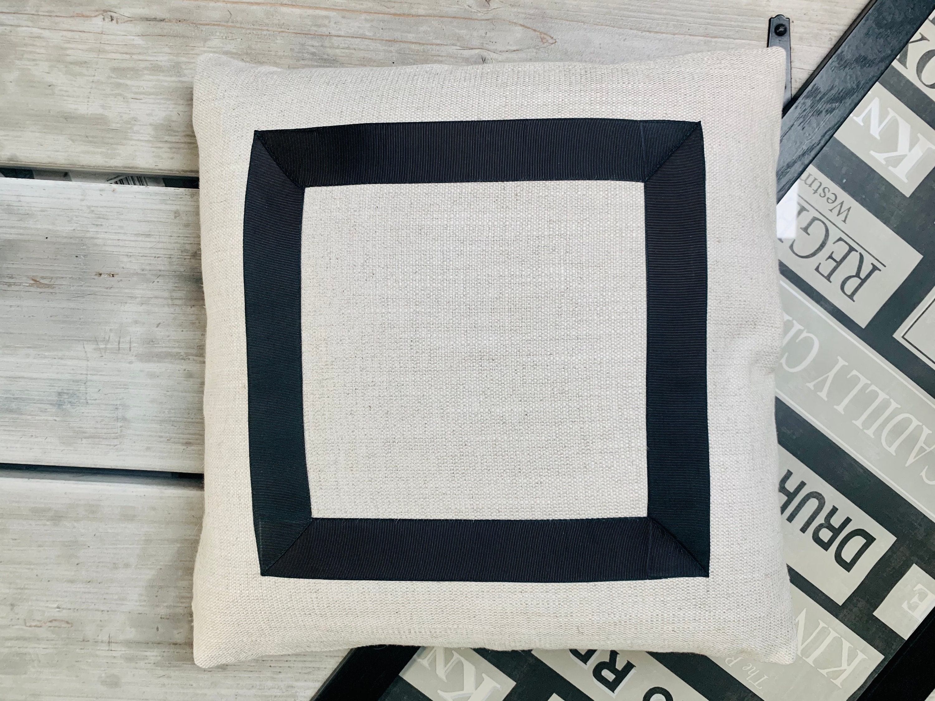 Handmade Off White and Black Linen Throw Pillow Boho Cushion Etsy