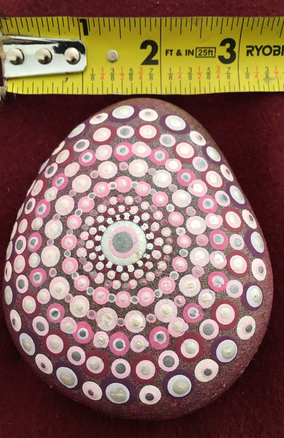 Medium Pink Hand Painted Garden Stone | Etsy