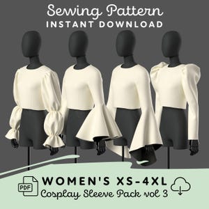 Sleeve Sewing Pattern Pack Vol 3 | Womens XS-4XL PDF Cosplay Pattern | Digital Download Print at Home Pattern