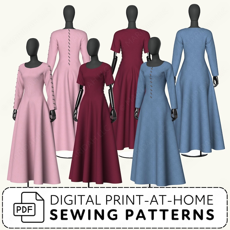 Medieval Dress Sewing Pattern | Kirtle Cotehardie Costume XS-4XL (PDF Digital Download) image 2