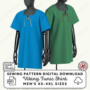 Viking Pullover Tunic Sewing Pattern | Medieval Shirt XS-4XL (PDF Digital Download)