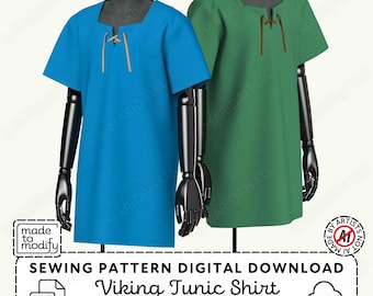 Viking Pullover Tunic Sewing Pattern | Medieval Shirt XS-4XL (PDF Digital Download)