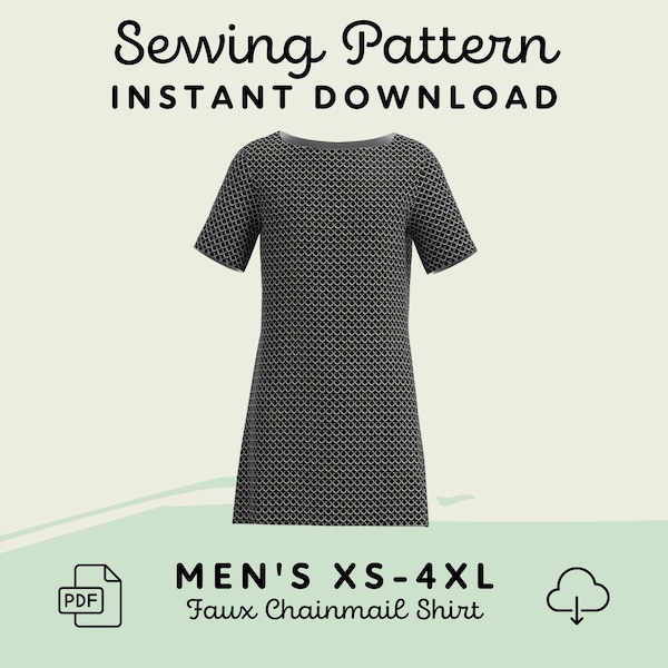 Faux Chainmail Shirt Sewing Pattern | Men's XS-4XL PDF Cosplay Pattern for Renaissance Fair Outfit Knight Viking Costume | Digital Download