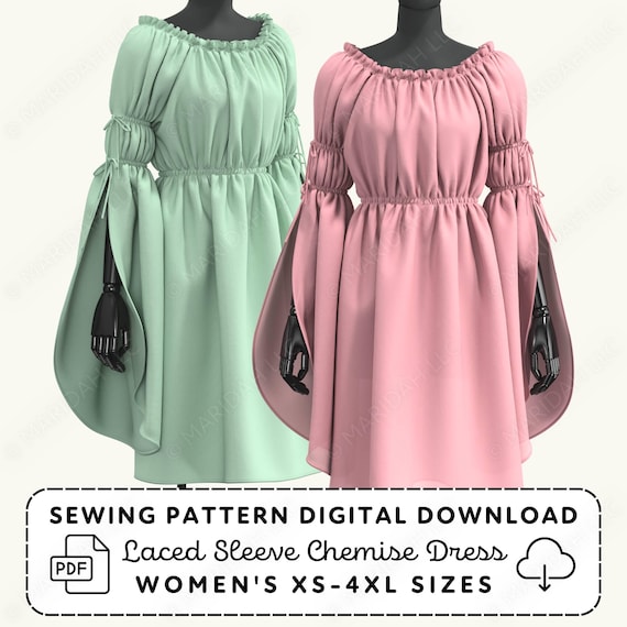 Laced Sleeve Chemise Dress Pattern | Renaissance Fair Costume (PDF Digital Download)