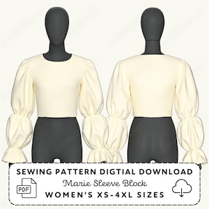 Marie Sleeve Sewing Pattern | Women&#39;s XS-4XL (Digital Download)