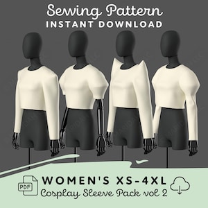 Sleeve Sewing Pattern Pack Vol 2 | Womens XS-4XL PDF Cosplay Pattern | Digital Download Print at Home Pattern