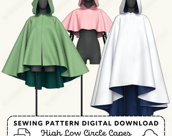 Hooded Circle Capes Sewing Pattern: Cosplay Cape Pack XS-4XL (PDF Digital Download)