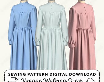 Vintage Walking Dress Sewing Pattern | Edwardian Womens XS-4XL {PDF Digital Download}