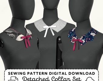 Detached Collar Sewing Pattern Set in 3 Styles (PDF Digital Download)