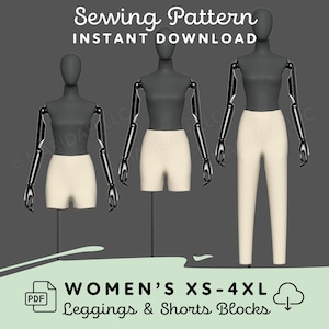 Leggings and Shorts Pattern Pack | Womens XS-4XL PDF Cosplay Pattern | Digital Download Print at Home Pattern