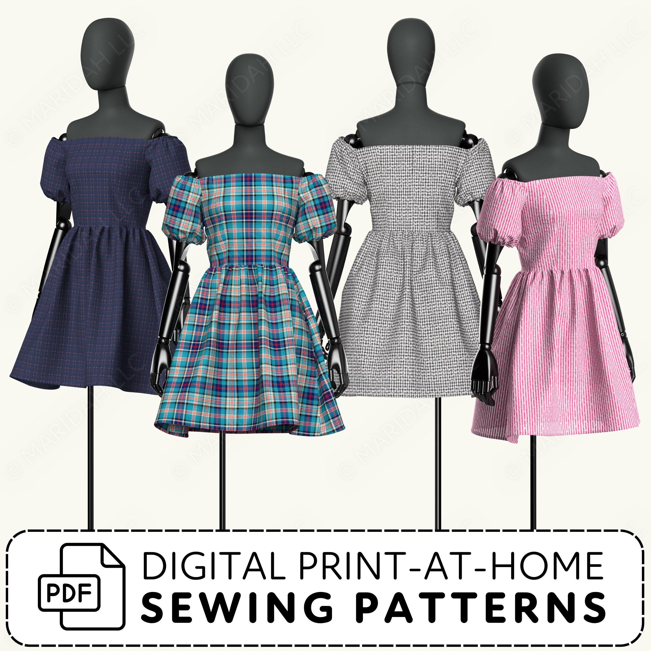 Sundress Sewing Pattern | off Shoulder Puff Sleeves Cottagecore Style ...