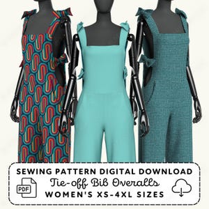Bow Tie Overalls Sewing Pattern | Womens XS-4XL (PDF Digital Download)