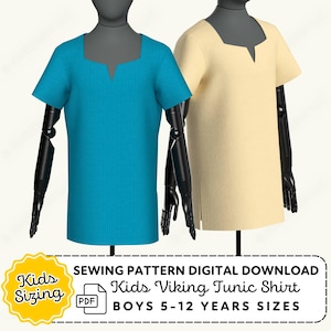 Molde para costura de túnica viking infantil | Cosplay de cavaleiro renascentista (Download digital em PDF)