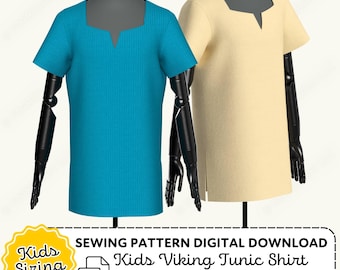 Kids Viking Tunic Sewing Pattern | Renaissance Knight Cosplay (PDF Digital Download)