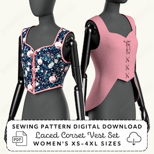 Laced Vest Sewing Pattern Set | Renaissance Fair Costume XS-4XL (PDF Digital Download)