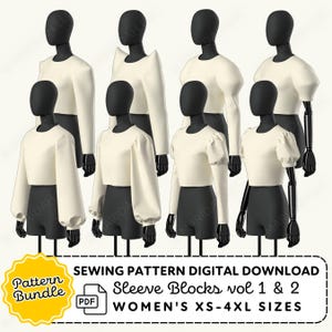 Sleeve Sewing Patterns | Puff Juliet Lantern Peasant Bishop Pointed XS-4XL (PDF Digtial Download)