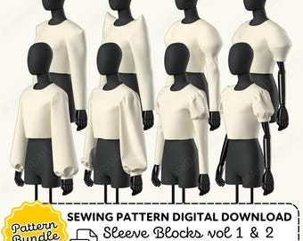 Sleeve Sewing Patterns | Puff Juliet Lantern Peasant Bishop Pointed XS-4XL (PDF Digtial Download)