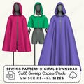 Hooded Capes Sewing Pattern | Cosplay Bridal Ren Faire XS-4XL (PDF Digital Download)