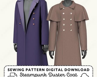 Steampunk Duster Coat Sewing Pattern | Western Overcoat (PDF Digital Download)